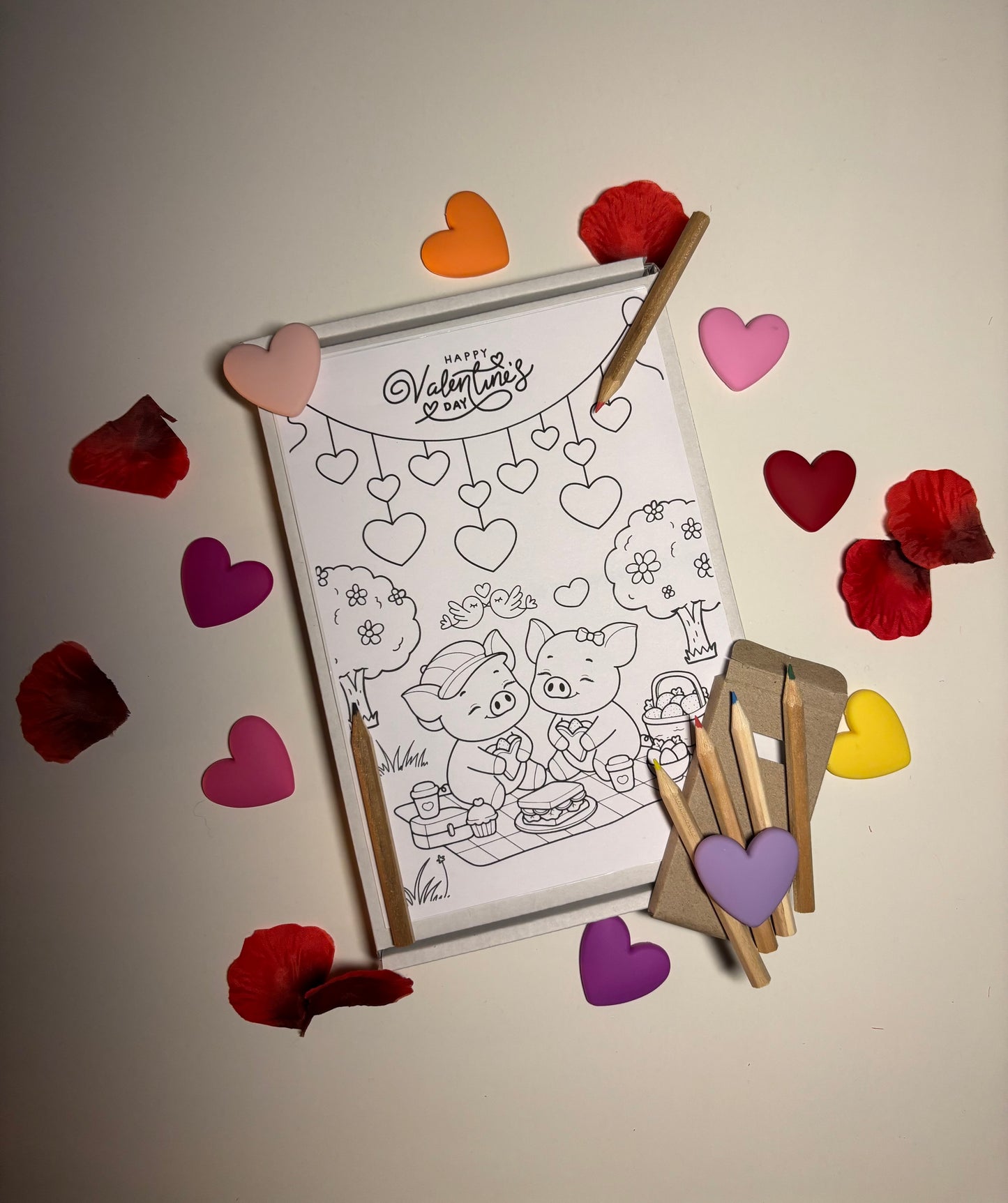 Gepersonaliseerd kleurplaatpakketje valentijn + setje kleurpotloodjes - Keekz