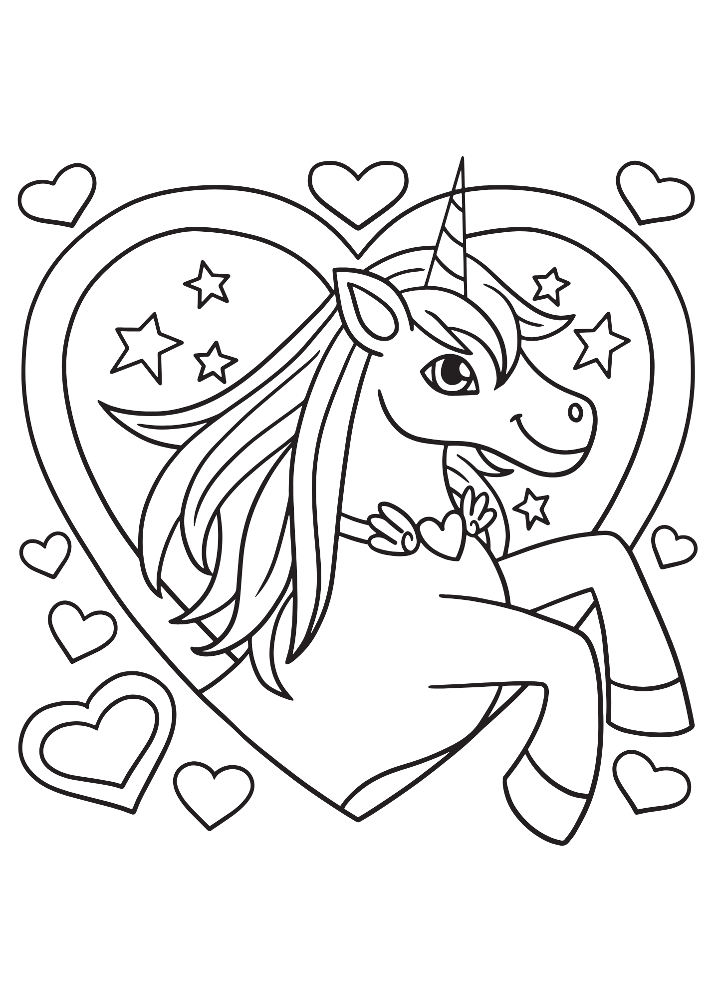 Gepersonaliseerd kleurplaatpakketje unicorn hart + setje kleurpotloodjes - Keekz