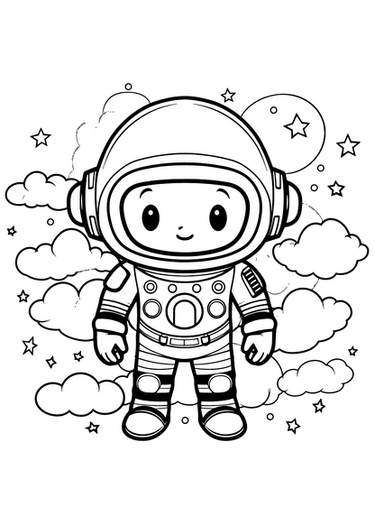 Gepersonaliseerd kleurplaatpakketje astronaut + setje kleurpotloodjes - Keekz