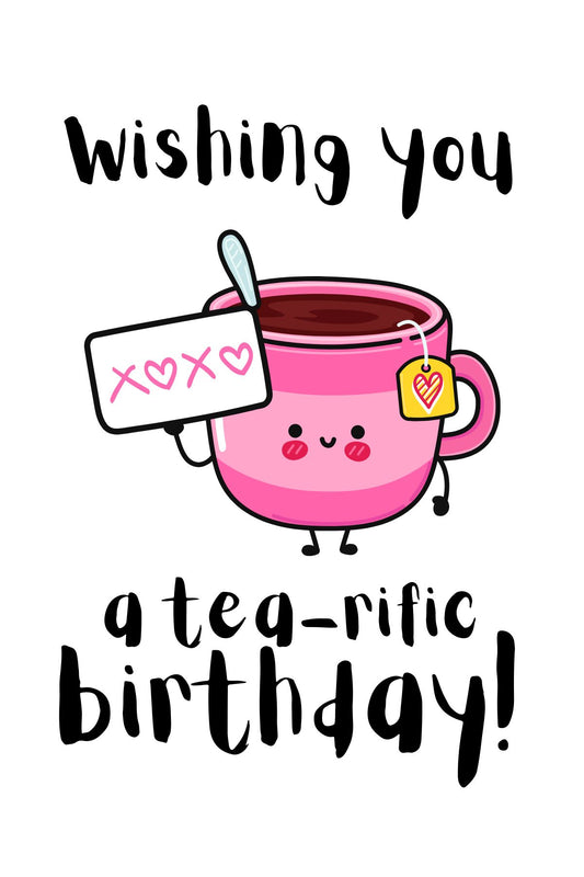 Gepersonaliseerd brievenbuspakketje wishing you a tea-rific birthday